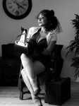 + Forty MILF Danica in black and white vintage dress and lingerie