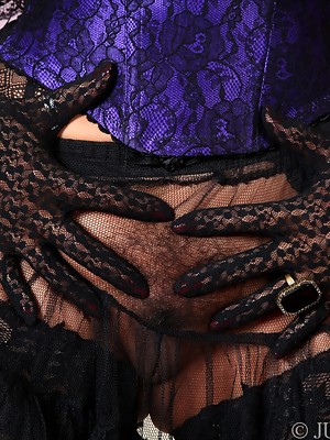 Danica Collins in tempting black lace gloves